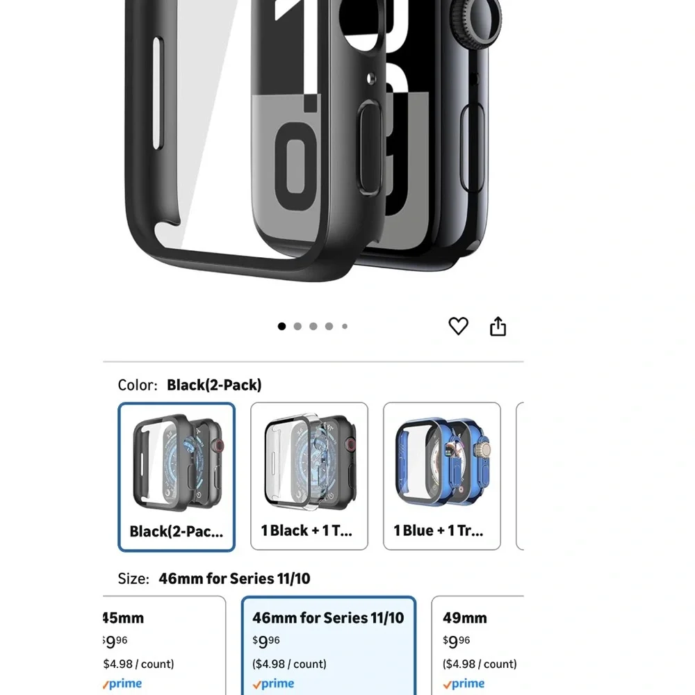 Misxi 2 Pack Tempered Glass Case Compatible for Apple Watch 11 / 10 46mm